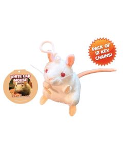 White Lab Mouse key chain 12 pack