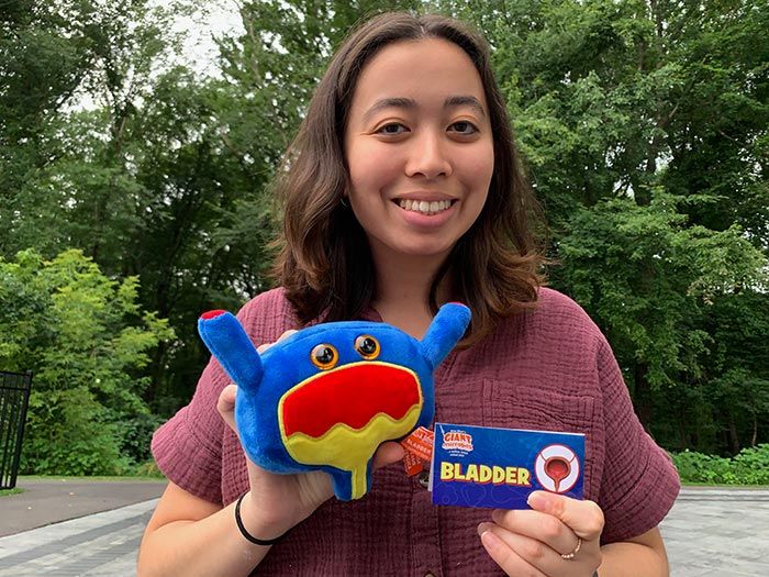 Bladder plush in hand