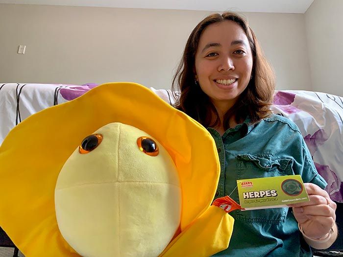 Herpes gigantic plush with woman