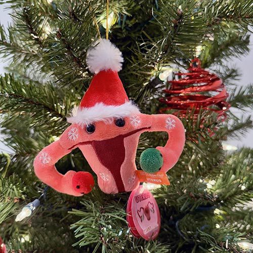 Uterus ornament close on tree