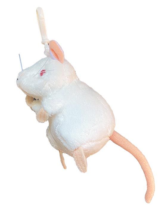 White Lab Mouse key chain side